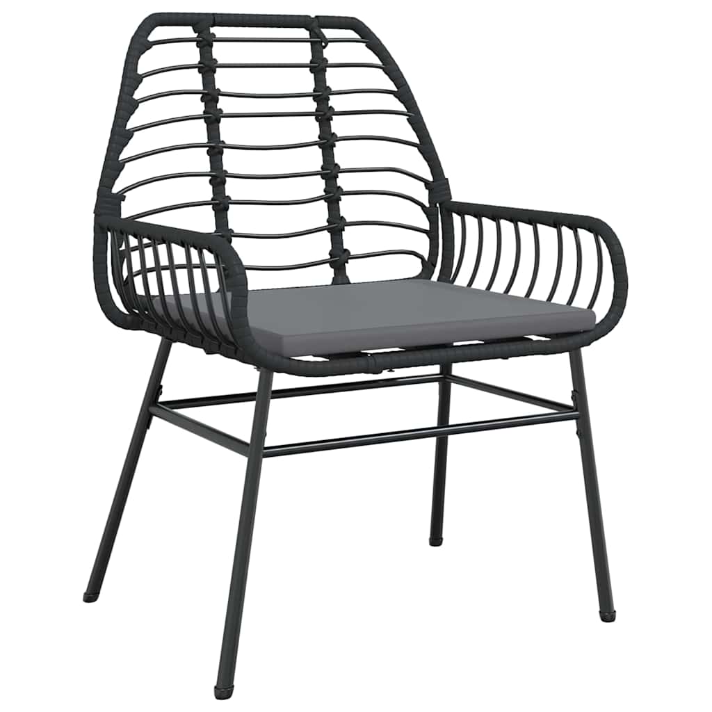 Tuin eettafelset 3 pcs Zwart poly rattan