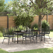 Tuin eettafelset 7-delig poly rattan zwart