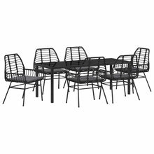 Tuin Eettafelset 7 Pcs Poly Rattan 6-persoons Zwart 200 cm