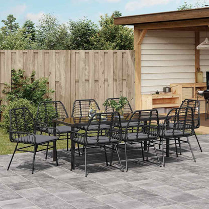 Tuin Eetset 9 Pcs Poly Rattan 8-persoons Zwart 200 cm