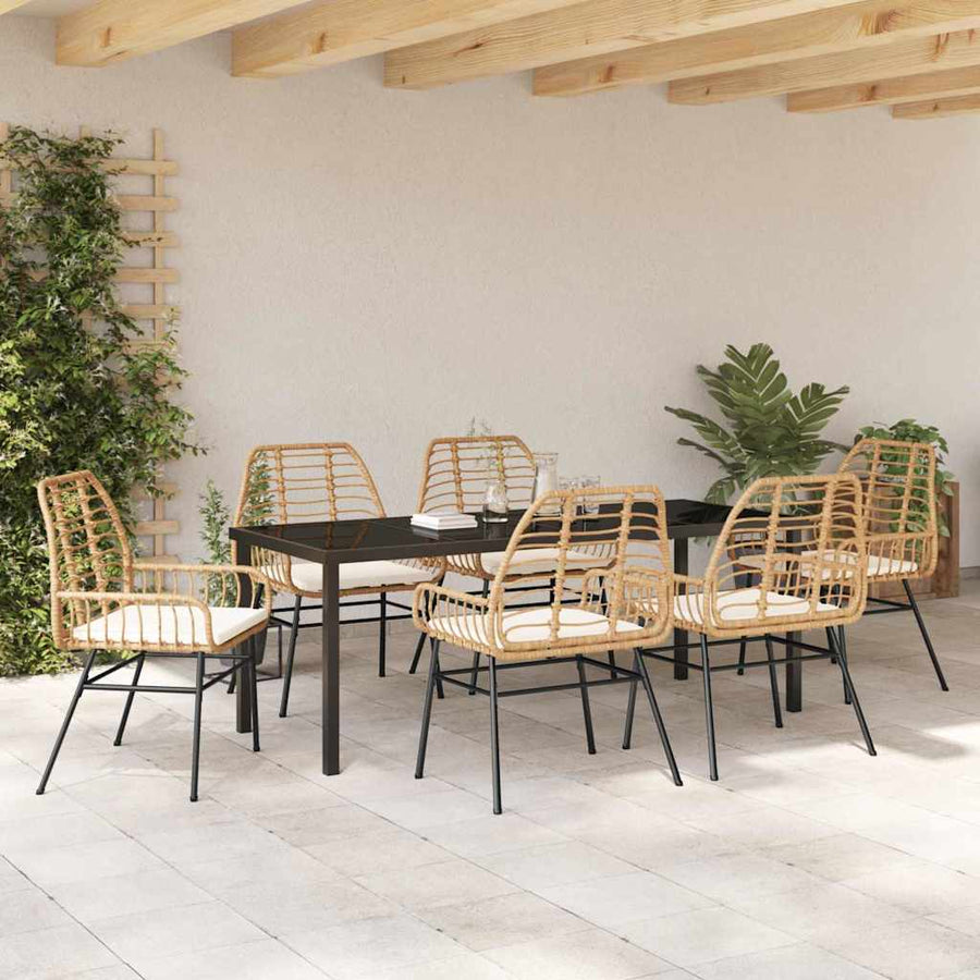 Tuin Eettafelset 7 Pcs Bruin Poly Rattan