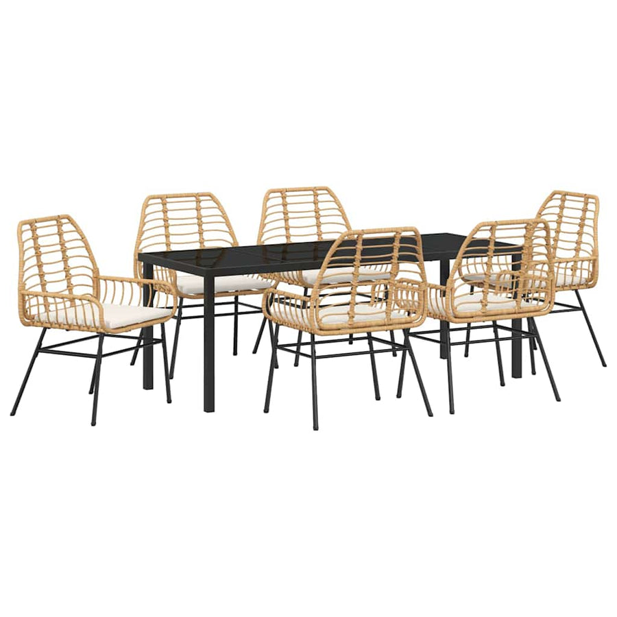 Tuin Eettafelset 7 Pcs Bruin Poly Rattan