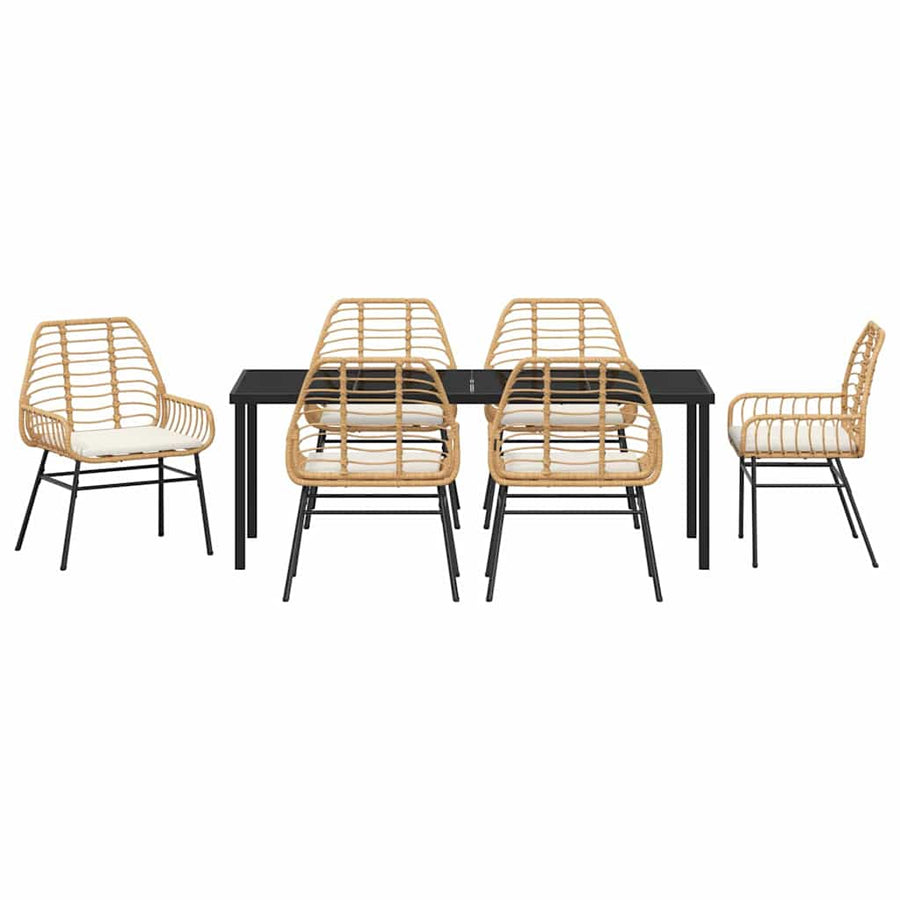 Tuin Eettafelset 7 Pcs Bruin Poly Rattan