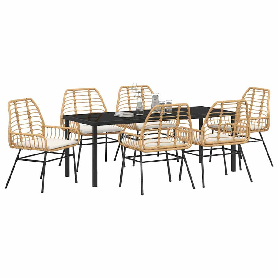Tuin Eettafelset 7 Pcs Bruin Poly Rattan