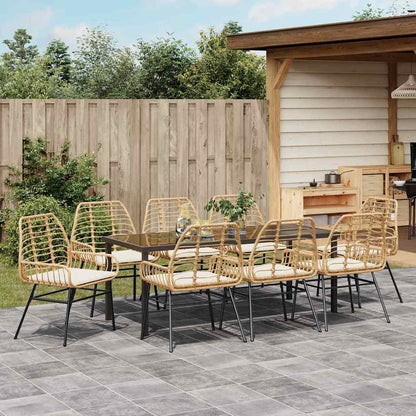 Tuin Eettafelset 9 Pcs Bruin Poly Rattan