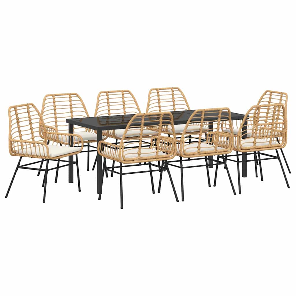 Tuin Eettafelset 9 Pcs Bruin Poly Rattan