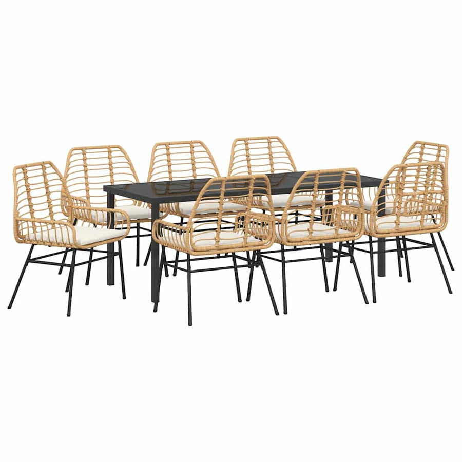 Tuin Eettafelset 9 Pcs Bruin Poly Rattan