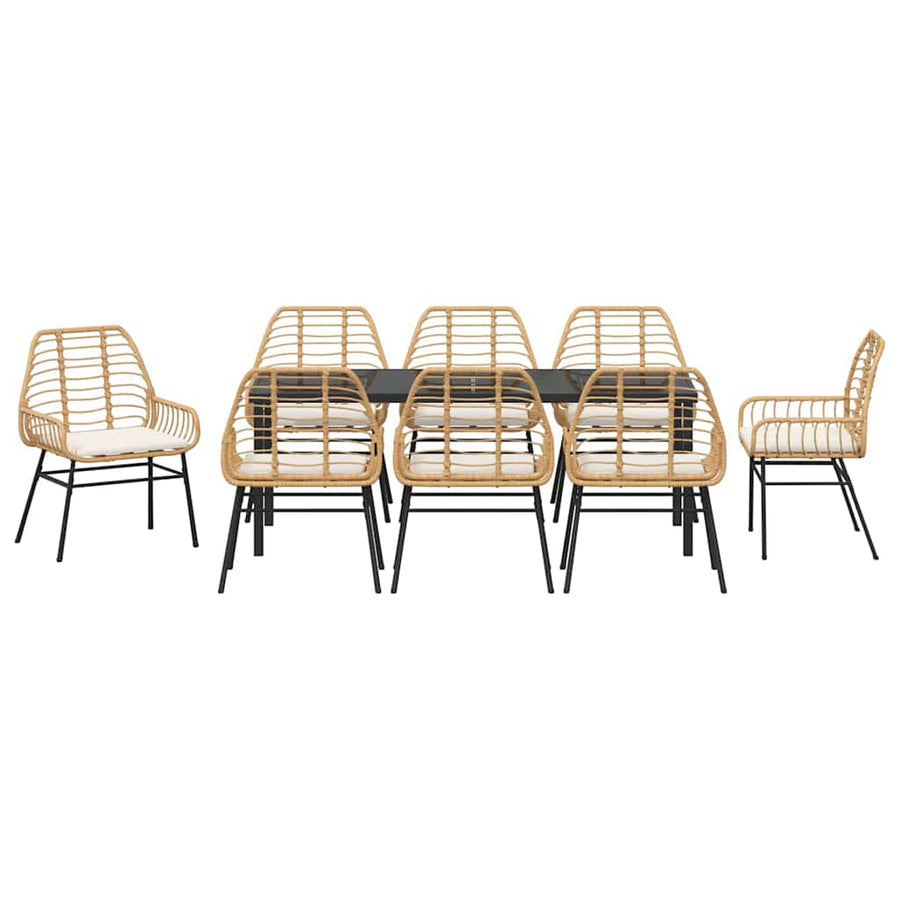 Tuin Eettafelset 9 Pcs Bruin Poly Rattan
