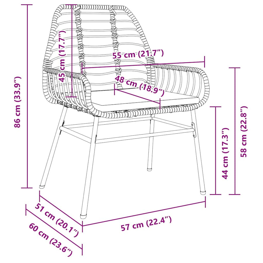 Tuin Eettafelset 9 Pcs Bruin Poly Rattan
