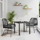 Eettafelset tuin poly rattan zwart 140x80x73 cm