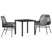 Tuin eettafelset met kussen 3 pcs Zwart poly rattan