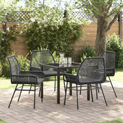 Eettafelset tuin poly rattan 4 personen zwart