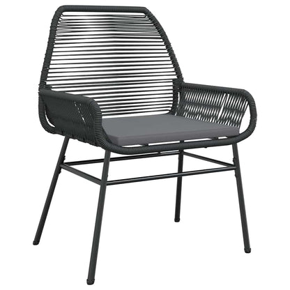 Tuin eettafelset met kussen 5 pcs Zwart poly rattan