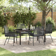 Tuin eettafelset poly rattan 4 personen zwart
