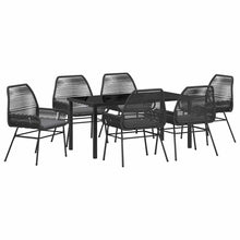 Tuin eettafelset met kussen 7 pcs Zwart poly rattan