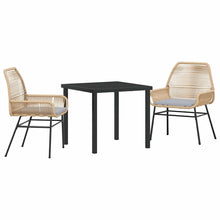 Tuin eettafelset met kussen 3 pcs Bruin poly rattan
