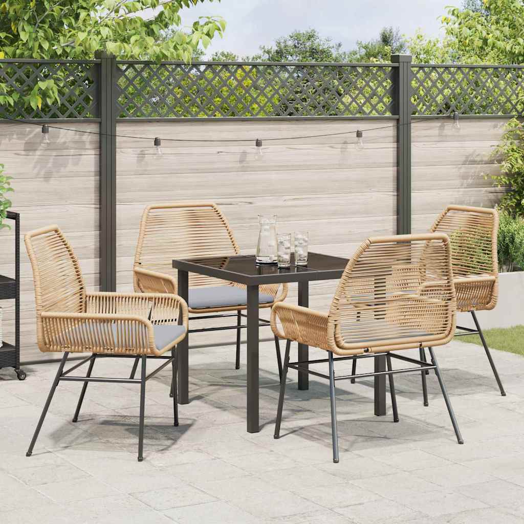 Tuin eettafelset met kussen 5 pcs Bruin poly rattan