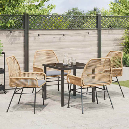 Tuin eettafelset met kussen 5 pcs Bruin poly rattan