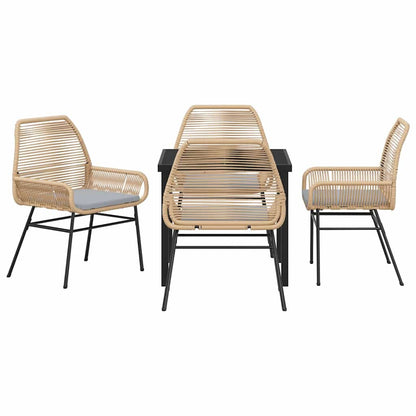 Tuin eettafelset met kussen 5 pcs Bruin poly rattan
