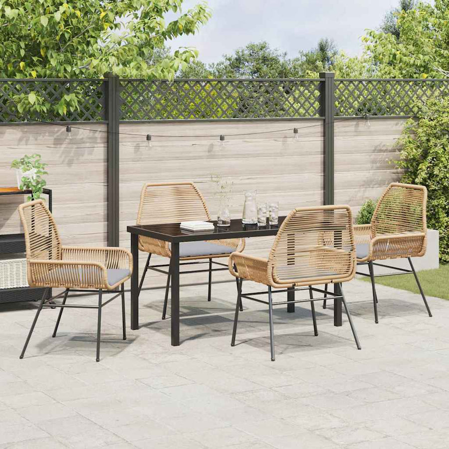 Tuin eettafelset met kussen 5 pcs Bruin poly rattan