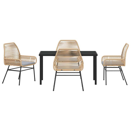 Tuin eettafelset met kussen 5 pcs Bruin poly rattan