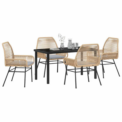 Tuin eettafelset met kussen 5 pcs Bruin poly rattan
