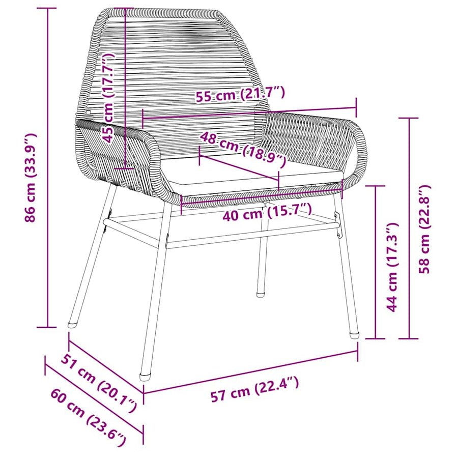 Tuin eettafelset met kussen 5 pcs Bruin poly rattan