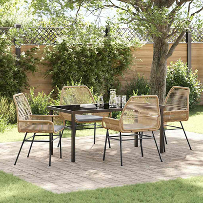 Tuin eettafelset met kussen 5 pcs Bruin poly rattan