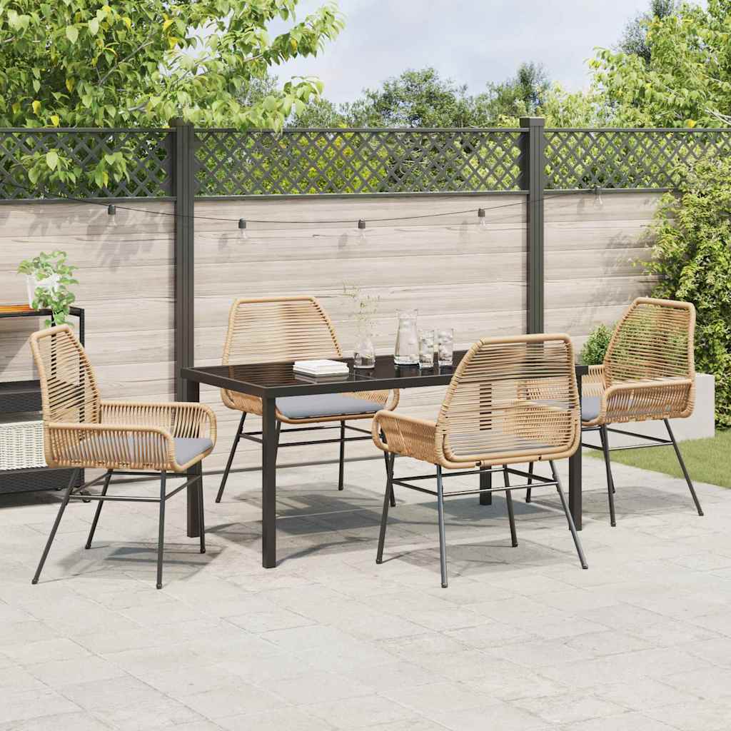 Tuin eettafelset met kussen 5 pcs Bruin poly rattan