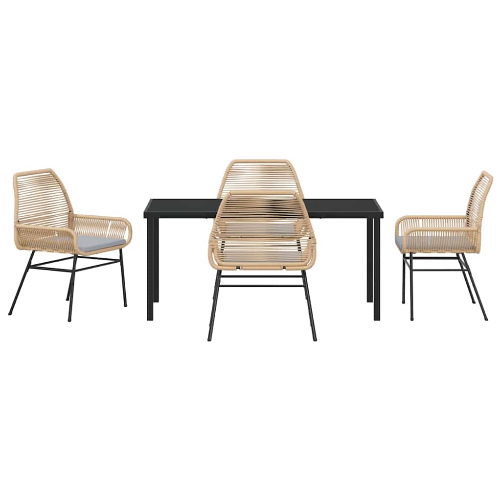 Tuin eettafelset met kussen 5 pcs Bruin poly rattan