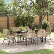Tuin eettafelset 7-delig poly rattan bruin