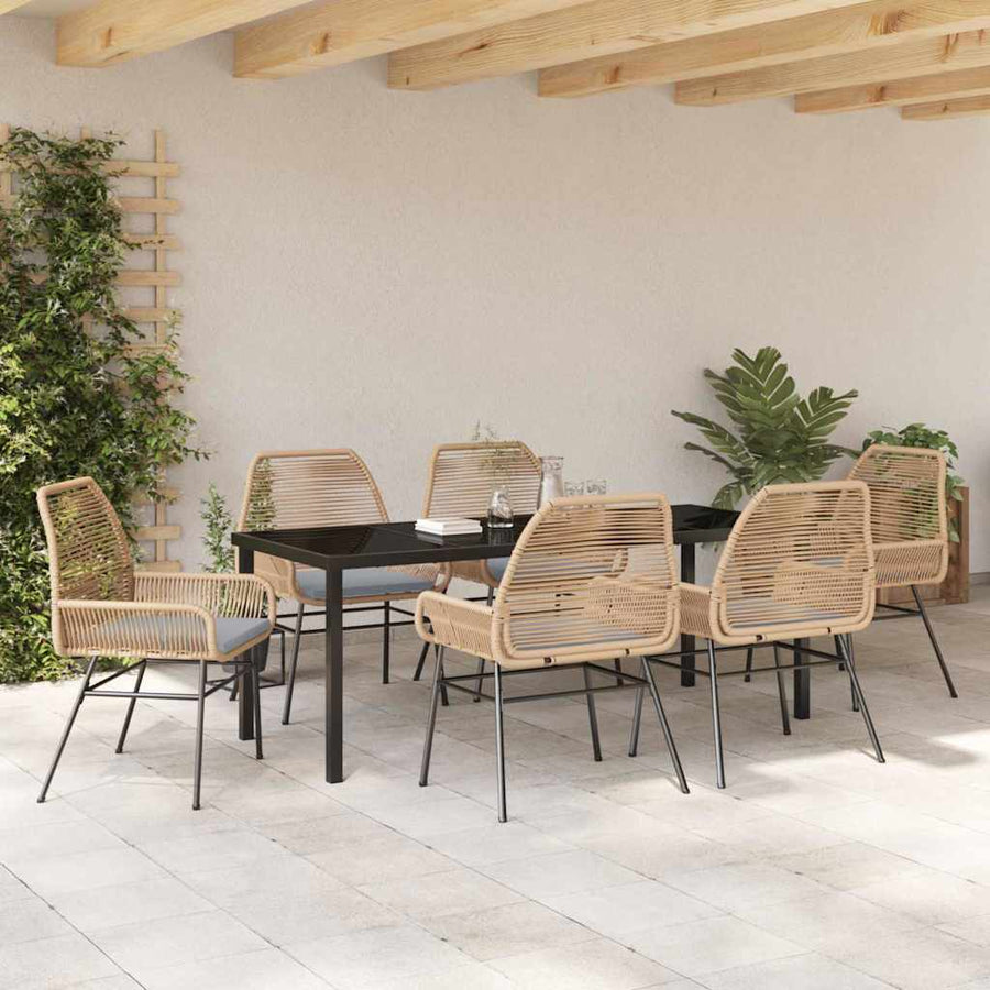 Tuin Eetset 7 pcs Bruin poly rattan
