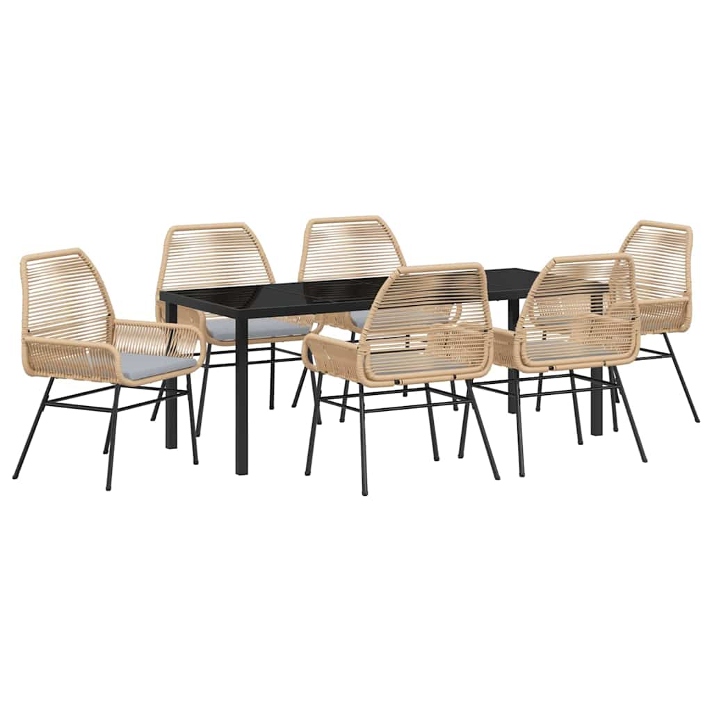 Tuin Eetset 7 pcs Bruin poly rattan