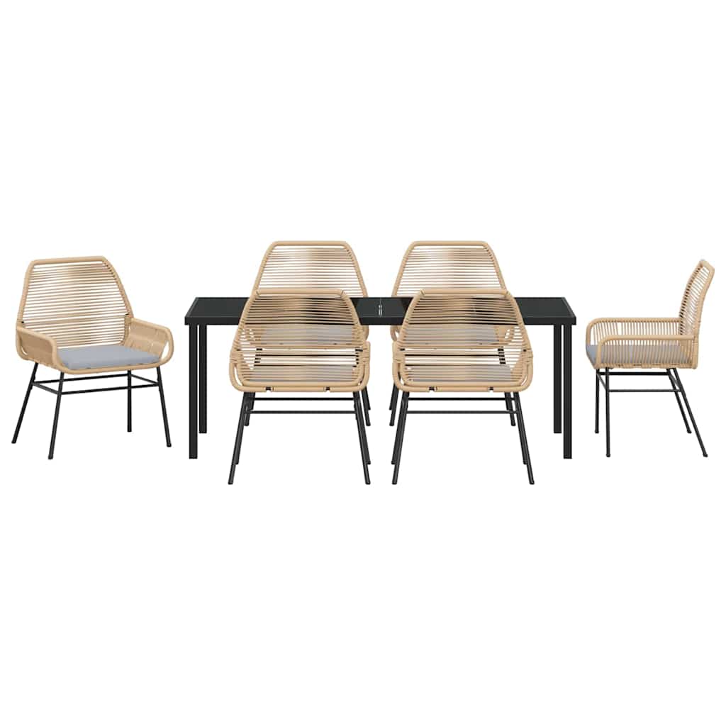 Tuin Eetset 7 pcs Bruin poly rattan