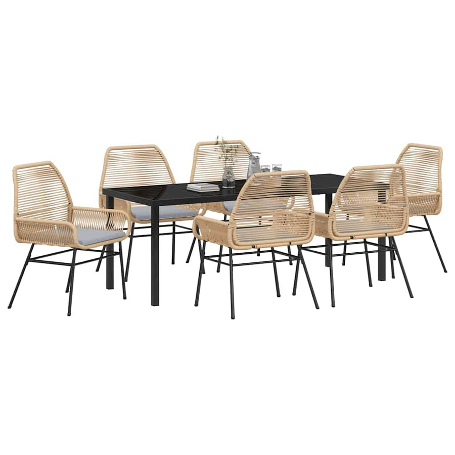 Tuin Eetset 7 pcs Bruin poly rattan