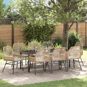 Outdoor dining set with cushion 9 pcs Brown poly rattan
