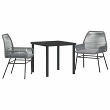 Tuin eettafelset met kussen 3 pcs Grijs poly rattan