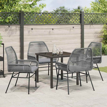 Tuin eettafelset met kussen 5 pcs Grijs poly rattan