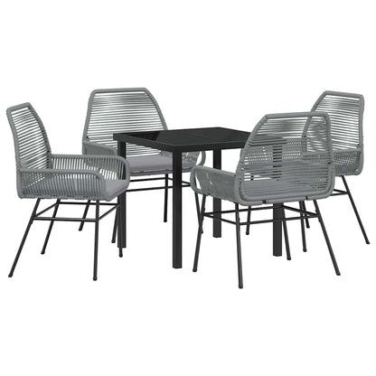 Tuin eettafelset met kussen 5 pcs Grijs poly rattan