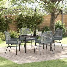 Tuin eettafelset met kussen 5 pcs Grijs poly rattan