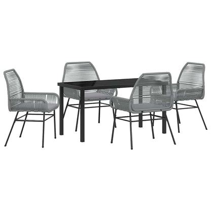 Tuin eettafelset met kussen 5 pcs Grijs poly rattan