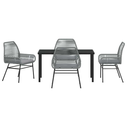 Tuin eettafelset met kussen 5 pcs Grijs poly rattan