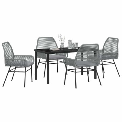 Tuin eettafelset met kussen 5 pcs Grijs poly rattan