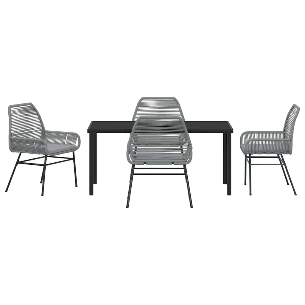 Tuin eettafelset met kussen 5 pcs Grijs poly rattan