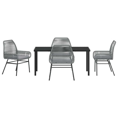 Tuin eettafelset met kussen 5 pcs Grijs poly rattan
