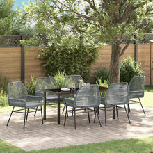Tuin eettafelset met kussen 7 pcs Grijs poly rattan