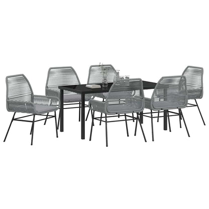 Tuin eettafelset met kussen 7 pcs Grijs poly rattan