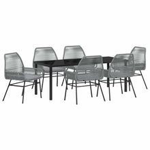 Tuin eettafelset met kussen 7 pcs Grijs poly rattan