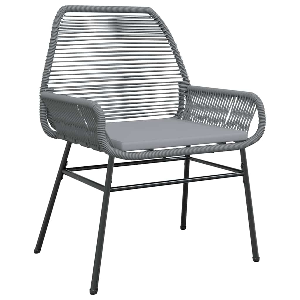 Tuin eettafelset met kussen 7 pcs Grijs poly rattan