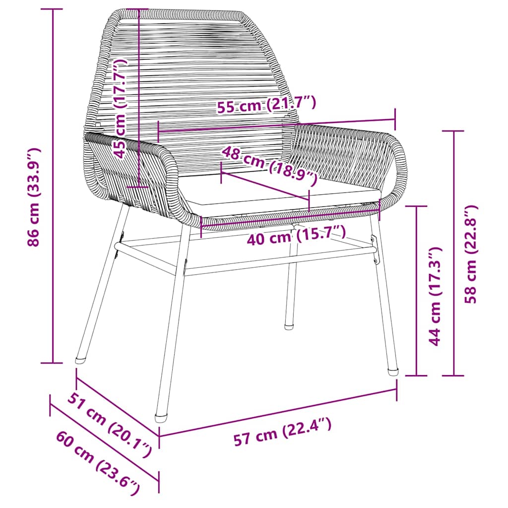 Tuin eettafelset met kussen 7 pcs Grijs poly rattan